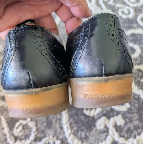 Diesel Wing Tips Black Leather Men's EU 42 US 9 - Picture 4 of 7